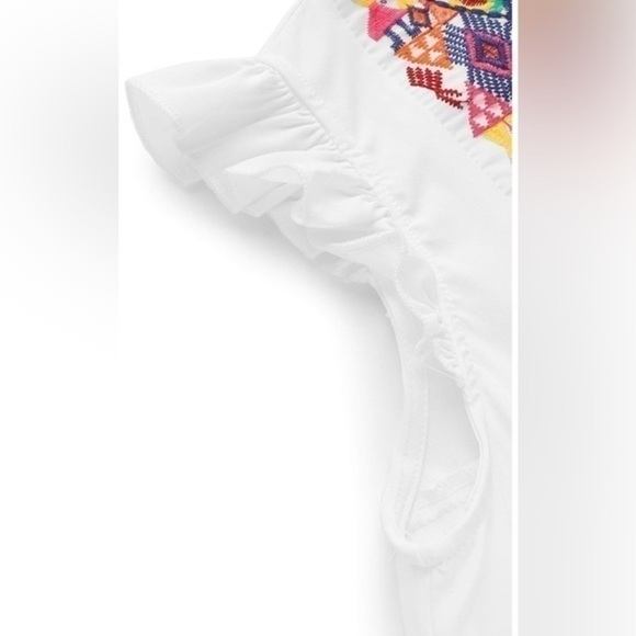 NWT Floerns Women's Ruffle Striped Mexican Embroidered Babydoll Blouse Top sz M - Picture 4 of 9